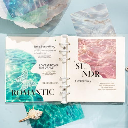60 Pcs Water Ripple Stickers for Scrapbooking and Journaling | Water reflection designs in 6 color themes on transparent PET for collages, planners and mixed media - color: Wave Together