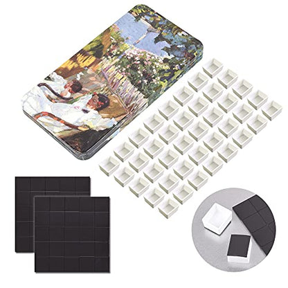 qianshan 40Pcs Empty Half Pans Watercolor Tin Palette with Magnetic Stripe | Travel Tin Palette Case,Portable Artist Paints Half Pan Kits,DIY Watercolor Oils Acrylics Painting Drawing Garden - color: Garden