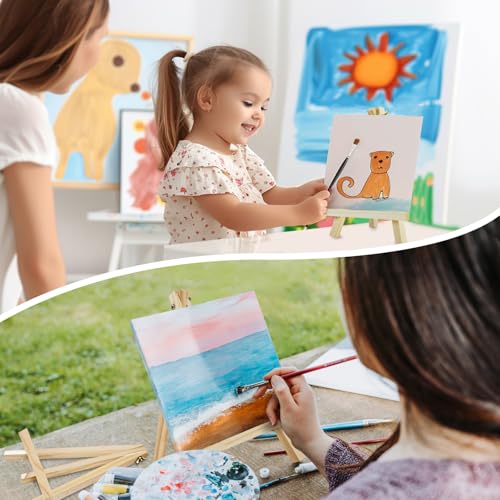 Conda 6 Pack 9 Inch Mini Wooden Display Easels, A-Shaped Mini Easel Stand for Small Painting, Painting Party Easel for DIY Crafts, Photos, Gift, Decoration - style: 6 Pcs