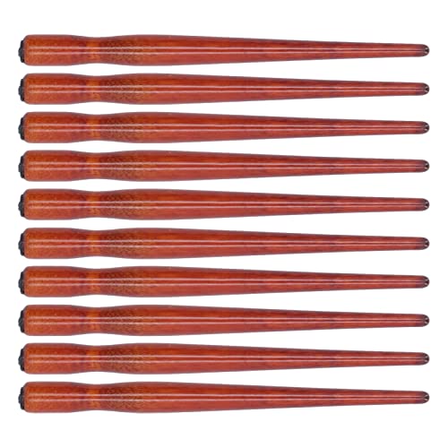Estink Nib Pen Holder Set, Pack of 10 Comfortable Grip Smoother Wooden Manga Comic Pen Nib Holder Calligraphy Dip Pen Holders for Art Painting English Calligraphy Practice (Redwood Color) - color: Redwood Color