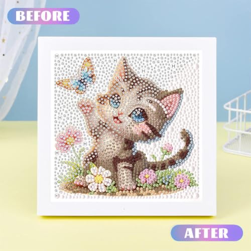 Cat Diamond Art Painting Kits for Kids with Frame Ages 4-8-12 (7x7 inch) - color: CC1151