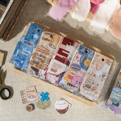 180 Pcs Faux Embroidery Scrapbook Stickers for Junk Journaling - color: Sewing Diary
