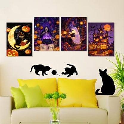 Muzagroo Art 4 Pack 5D Diamond Painting Kits for Adults DIY Drill Diamond Art Kits Arts and Crafts for Beginners Halloween Diamond Dot Kits Gem Painting Wall Art for Living Room - color: 19-Halloween