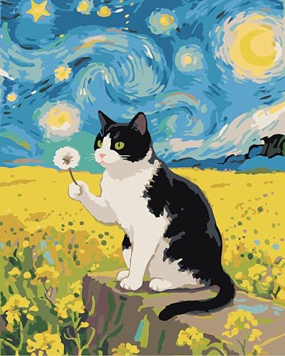 PSENIW Paint by Numbers Kit for Adults Beginners,Abstract Cat 16x20 inches | Animal Digital Painting For Home Wall Decoration And Gifts,Abstract Cat Frameless Beginner DIY Acrylic Watercolor - color: Orange