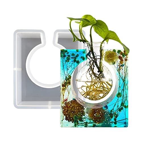 Plant Propagation Station Epoxy Resin Mold, Modern Square Geometric Vases Silicon Cement Moulds with Plastic Flower Plant Pot,Home Office Art Handmade - size: Square