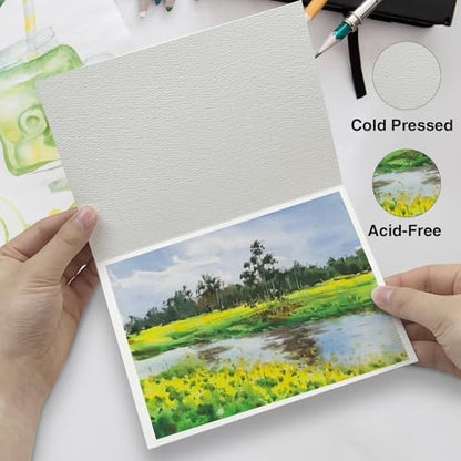 30 Pack Foldable Blank Watercolor Cards with Envelopes 5"x7" - size: 5x7" Cards*30+4x6" Postcards*10