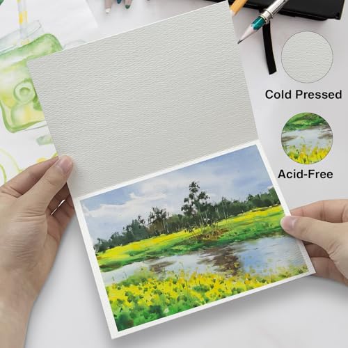 50 Pack Foldable Blank Watercolor Cards with Envelopes 4 x 6 Inch - size: 4x6" Cards*50