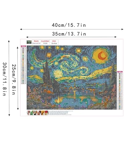 Starry Night Diamond Art Kits for Adults, Van Gogh Diamond Art 12X16 Inch - color: Landscape 02
