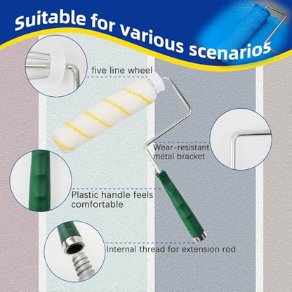 Wesquer 18-Piece Paint Roller Kit with 1.2m Extension Pole | 9" & 4" Painting Roller Set for Walls and Ceilings