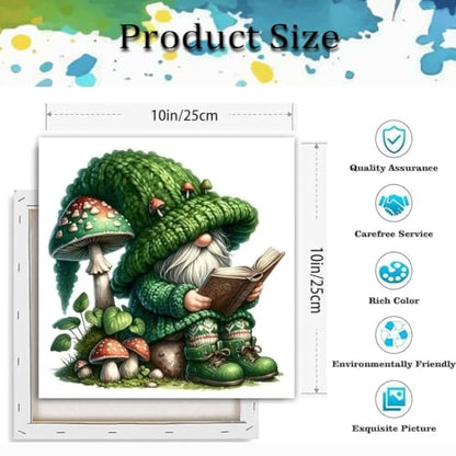 Paint by Numbers Kit for Adults,Gnome DIY Paint by Number With Frame | Paint by Number for Beginner,Adult Paint by Number,HD Color Canvas,DIY Tool Kits,Stress Relief Craft,Great Gift,10X10 inch - color: MT6006-0205