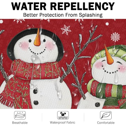 Imiss Waterproof Stain-Resistant Cooking Chef Aprons for Grill BBQ Baking 27 X 31 Inch - color: Red Snowman