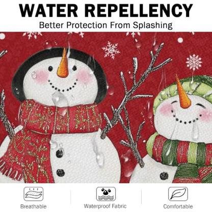 Imiss Waterproof Stain-Resistant Cooking Chef Aprons for Grill BBQ Baking 27 X 31 Inch - color: Red Snowman