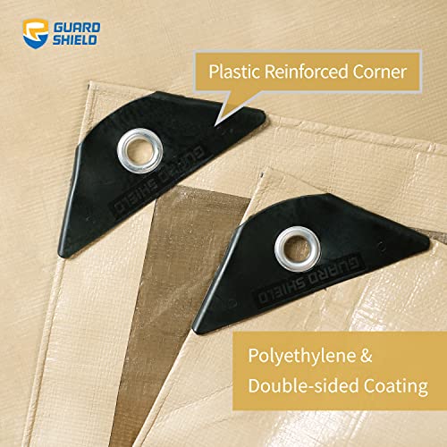 GUARD SHIELD Beige Tarp Heavy Duty Waterproof 16x20 Feet Outdoor Poly Tarps Cover Thick UV Resistant Canopy Tarpaulin with Grommets 10mil - color: Beige/Khaki, size: 16x20