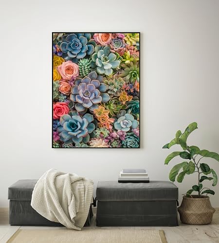 Diamond Art Kits for Adults,Succulent Plants Diamond Paintings Kits | 5D DIY Flower Paint By Diamonds,Full Round Drill Diamond Dot Gem Art Painting Kits,for Home Wall Decor 11.8X15.7 Inch - color: KM545-1