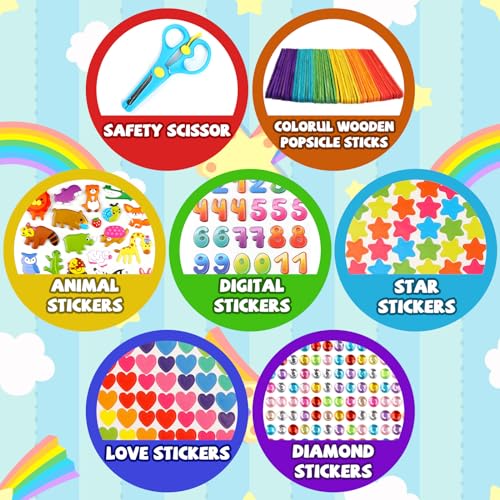 DOITEM Pipe Cleaners Craft Supplies, 1500+Pcs Arts and Crafts Supplies Including Pipe Cleaner Wiggle Googly Eyes Pom Poms Feathers Sticks Sequins Foam Flowers Papers Felt Stickers - color: 1500+