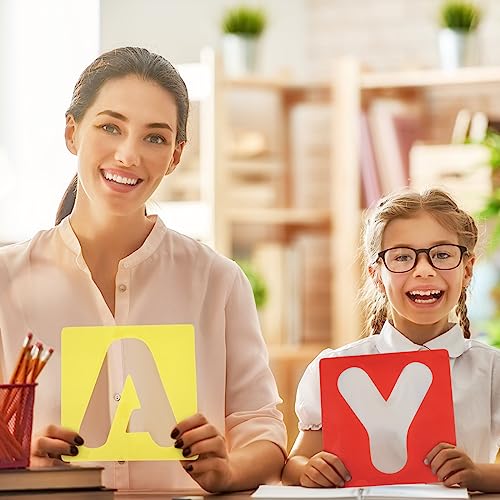 TecUnite 26 Pieces Alphabet Stencils Set Plastic Letter Stencils for Painting Learning, DIY Craft Decoration (12 x 12 Inches) - size: 12 x 12 Inches