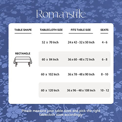 Romanstile Waterproof Vinyl Tablecloth Rectangle, 60 x 102 Inch, Rose Navy Blue - color: Rose Navy Blue, size: 60" x 102" (Rectangular)