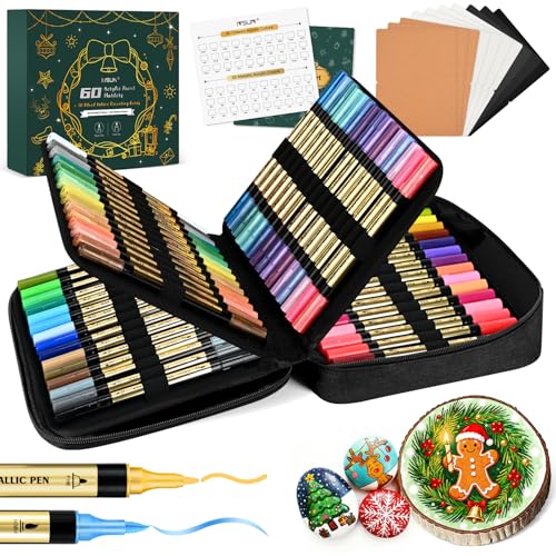 IVSUN 30 Metallic & 30 Regular Colors Dual Tip Acrylic Paint Markers - color: 60 colors (30 metallic, 30 regular)