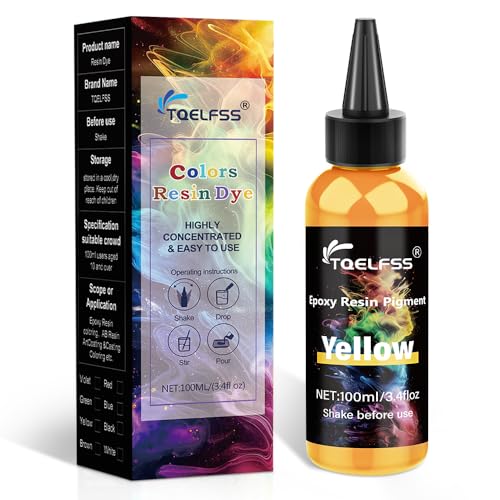 Yellow Epoxy Resin Color Pigment - 3.4 fl.oz / 100ml Concentrated Dye for Coaster,River Tables, Opaque Epoxy for DIY Art, UV Resin, Painting，Colorant for Jewelry Making - color: Yellow