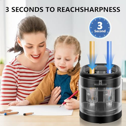 Electric Pencil Sharpener, Double Hole (Black) - color: Black