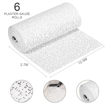 Plaster Cloth Rolls 12.5CM x 2.7M Plaster Strips Gauze Bandages Belly Casting Kit Pregnancy Plaster of Paris for Art Craft Projects, Mask Making, Sculptures, Scenery Construction