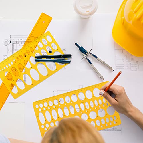 Rocutus 2pcs Ellipse Isometric Oval Geometry College Math Stencil Ruler Template for School Office