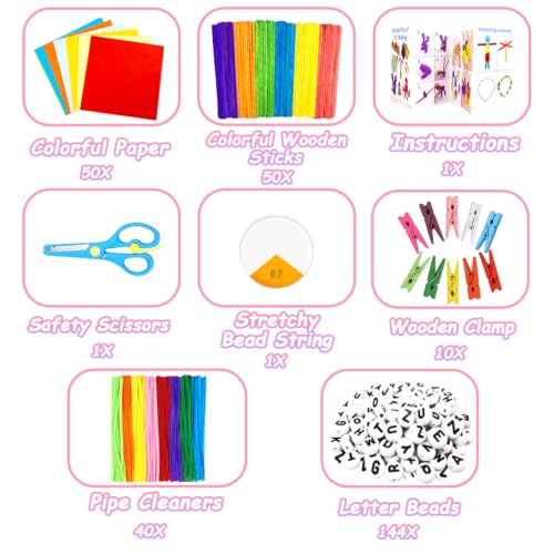 VLUSSO DIY Arts and Crafts Supplies Kit Materials Set for Kids and Toddlers | 2000 craft supplies, fine motor skills,parent-child interactive,gift for girls boys 4-12, homeschool use,educational toy,pink - size: 2000pcs-2