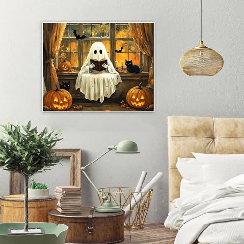 ARPADAMO Halloween Diamond Art Kits for Adults Cute Ghost Reading 12x16in - color: DP04083