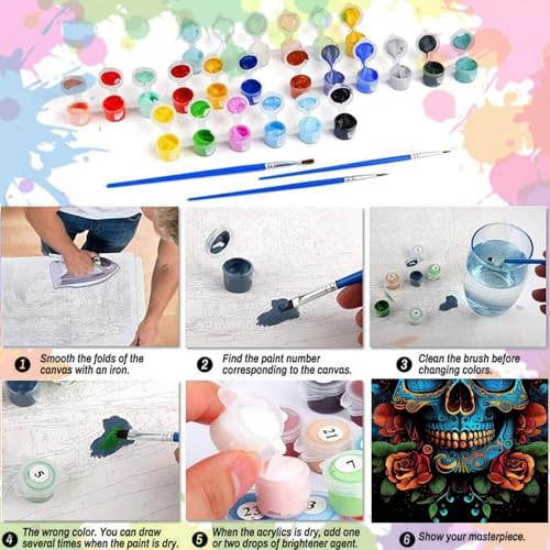 Arttoplus Skull Paint by Numbers Kit for Adults Beginner 16x20 inch - color: MT20323-US