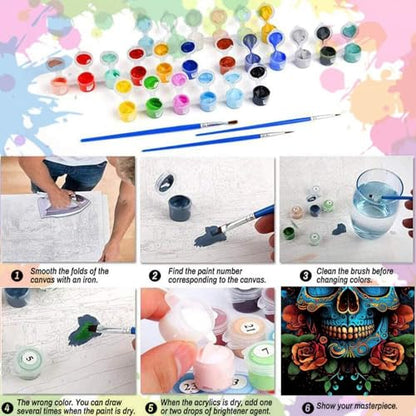 Arttoplus Skull Paint by Numbers Kit for Adults Beginner 16x20 inch - color: MT20323-US