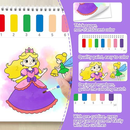 SOCOLER Paint with Water Coloring Books for Kids & Toddlers,Princess &Party | Mess Free Watercolor Painting Set, Water Color Painting Book,Craft Art Kit, Boys & Girls Birthday Gift, Travel Activity Toy - style: Princess and Party