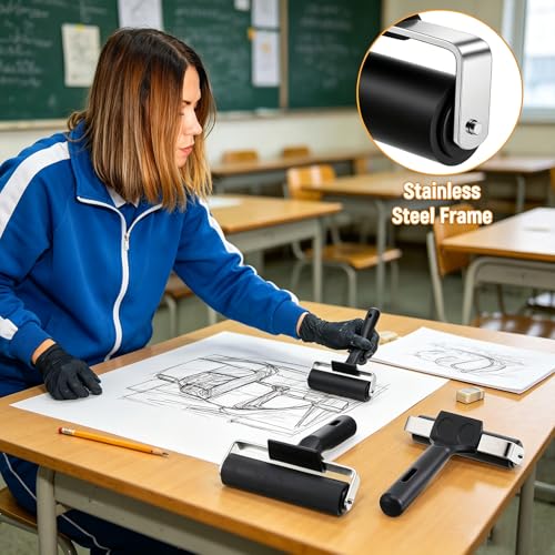 5-Pack 4.3" Rubber Roller, Hard Brayer Rollers for Crafting Printing Inking | This 5-pack rubber roller set includes durable brayer rollers for crafting, printing, and inking.