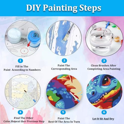 Artunion Framed Paint by Numbers Kit for Adults Beginners & Kids Ages 8-12,Dragon with Rainbow Paint by Number with Frame,Dragon Paint by Numbers Kit on Canvas 10 * 10 Inch Without Easel - color: ZXT-269-F