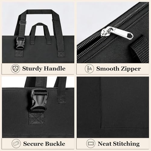 Light Weight Art Portfolio Tote Bag 18'' x 24'' Black Waterproof Canvas Carrying Storage Case with Detachable Shoulder Strap For Photography Artwork Poster Sketching Drawing - size: 18 x 24 Inch