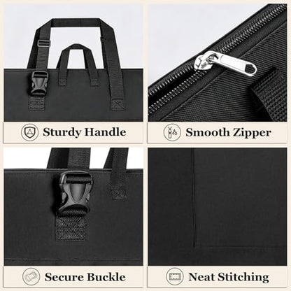Light Weight Art Portfolio Tote Bag 18'' x 24'' Black Waterproof Canvas Carrying Storage Case with Detachable Shoulder Strap For Photography Artwork Poster Sketching Drawing - size: 18 x 24 Inch