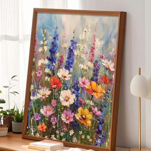 Alptiny Wild Flowers Paint by Numbers Kit for Adults Beginner, Colorful Flower Paint by Number Kits on Canvas, DIY Floral Oil Painting Kit for Relaxation & Home Decor, 16x20 Inch - color: Colorful Flower