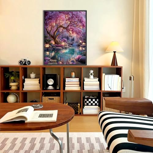 Tree of Life Paint by Number Adult with Frame Wooden Easel,Adult Paint by Numbers Tree of Life,Paint by Numbers Kit for Adults,DIY Acrylic Paint by Numbers for Adults Home Wall Decor 12x16inch - color: Dream Tree, size: 12x16in(Frame)
