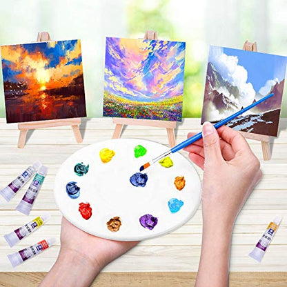 Mini Canvases 18 Pack, Cridoz Small Painting Canvas with Mini Easel 4x4 Inches Art Canvases Painting Kit for Adult Acrylic Pouring Oil Water Color