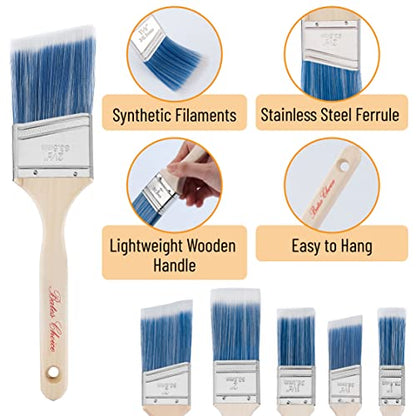 Bates- Paint Brushes, 2.5-Inch, 3 Pack, Treated Wood Handle, Angle Brushes for Wall and Furniture - color: Wood Handle Angle, size: 3 Pack, 2.5"