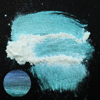 Matio Chameleon Mica Powder, 1.06oz/ 30g Mermaid White Chrome Powder | Pearlescent Effect Color Shift Pigment for Resin Craft, Soap Candle Dye, Nail Art,Bath Bomb, Paint, Slime Pigment - color: W-Mermaid