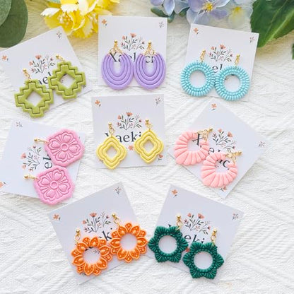 Geometric Pattern Polymer Clay Cutters Set – Molds and Clay Cutters for Polymer Clay, Clay Earring Tools - color: D color