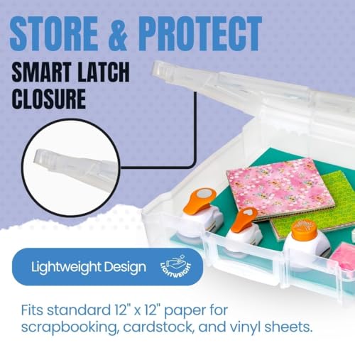ArtBin 4-Piece Scrapbook Storage Set, Two 12x12 and Two 6x6 Boxes | Set of 4: Two 12x12 Boxes and Two 6x6 Boxes, Carry Handles, Stackable, Durable Craft Storage - size: 12" x 12" & 6" x 6" - 4-Piece Set (2 of Each)