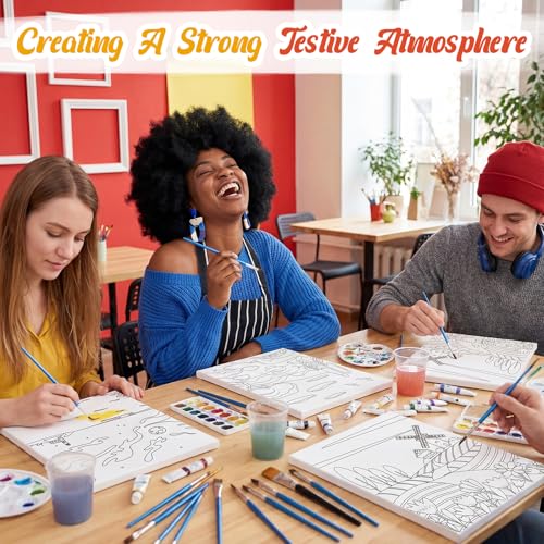 Sherr 285 Pcs 30 Sets Sip and Paint Kit for Adults,Scenery | Pre Drawn Canvas to Paint for Adults, Acrylic Paints, Brushes, Easels, Date Night, Birthday Party Gifts - style: Beautiful Scenery