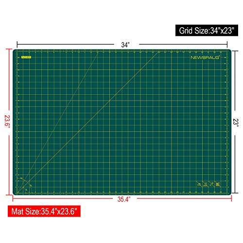 NEWBRAUG 24'' × 36'' Large Self Healing Gridded Rotary Cutting Mat, Big Double Sided 5-Ply Cutting board for Sewing, Quilting, Craft, Fabric & Scrapbooking(Green/Black)… - color: Green & Black, size: 24"L x 36"W