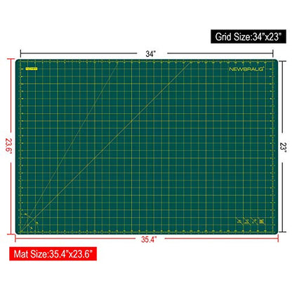NEWBRAUG 24'' × 36'' Large Self Healing Gridded Rotary Cutting Mat, Big Double Sided 5-Ply Cutting board for Sewing, Quilting, Craft, Fabric & Scrapbooking(Green/Black)… - color: Green & Black, size: 24"L x 36"W
