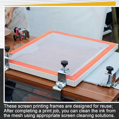 4 Pack Screen Printing Kit for Beginners, Aluminum Frames with 110 & 200 Mesh for T-Shirt Printing, Pre-Stretched Silk Screens for Craft DIY Fabric & Print (20 x 24 Inch, 10 x 14 Inch)