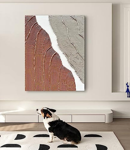 Limiyer Art Hand painted Modern Abstract Art Oil painting White and brown Thick texture canvas Art Oil painting Living Room Bedroom Office Wall Art Deco 40x28 inches - color: YI022