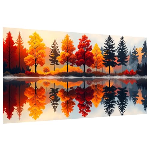 SparkGlow Large Lake Forest Diamond Art Kits for Adults | Forest Reflection Diamond Painting Kits, Full Round Drill, Landscape Diamond Art for Home Decoration, Meaningful Gift - color: Landscape 016