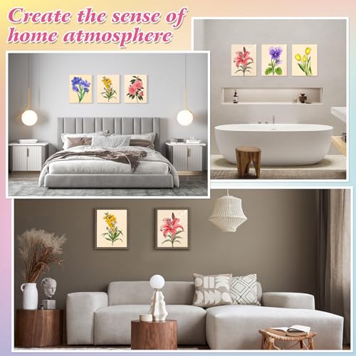 COCHIE 6 Pack 8x10 Inches Flower Pre Drawn Canvas to Paint for Sip and Paint Party, Pre Printed Framed Canvases Set, Floral Tulip Violet Pre Sketched Canvas for Painting for Adults Kids