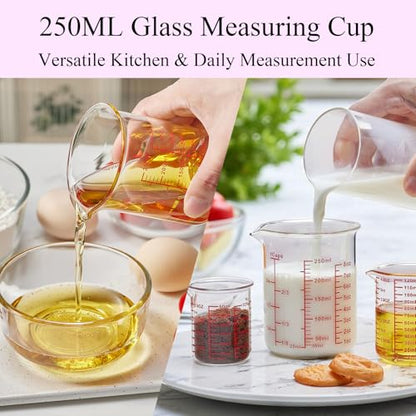 3 Piece Glass Measuring Cup Set, Includes 1/2-Cup, 1-Cup, and 2-Cup High Borosilicate Glasss Liquid Measuring Cups, Dishwasher, Freezer, Microwave, and Preheated Oven Safe, Essential Kitchen Tools - size: 1/2Cups/1Cups/2Cups Measuring Cup Set